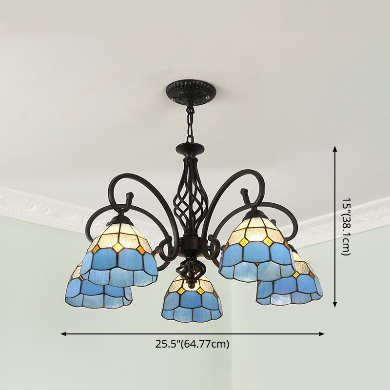 Stained Glass Tiffany Chandelier Light Living Room Ceiling Hanging Light with 12" Adjustable Chains