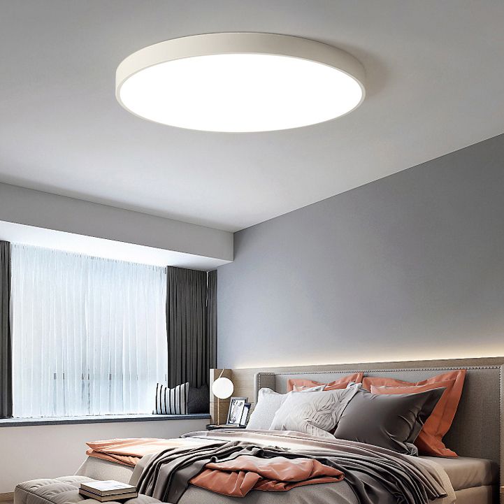 Minimalism Ceiling Light Fixture White Flush Mount with Metal for Bedroom