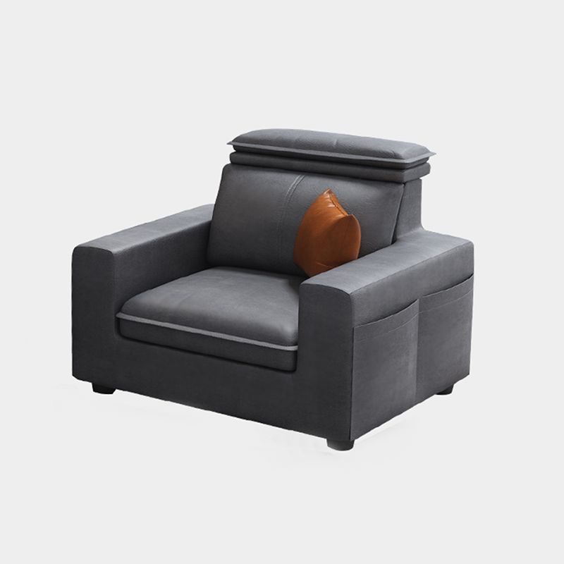 Square Arm Grey Cushion Back Modern Storage Living Room Sofa