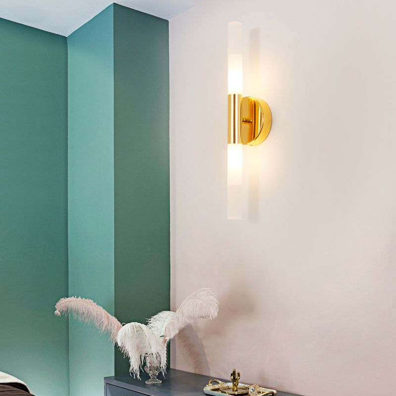 Modern Unique Shape Wall Mounted Light 2 Light Sconce Light Fixture in Gold for Washroom