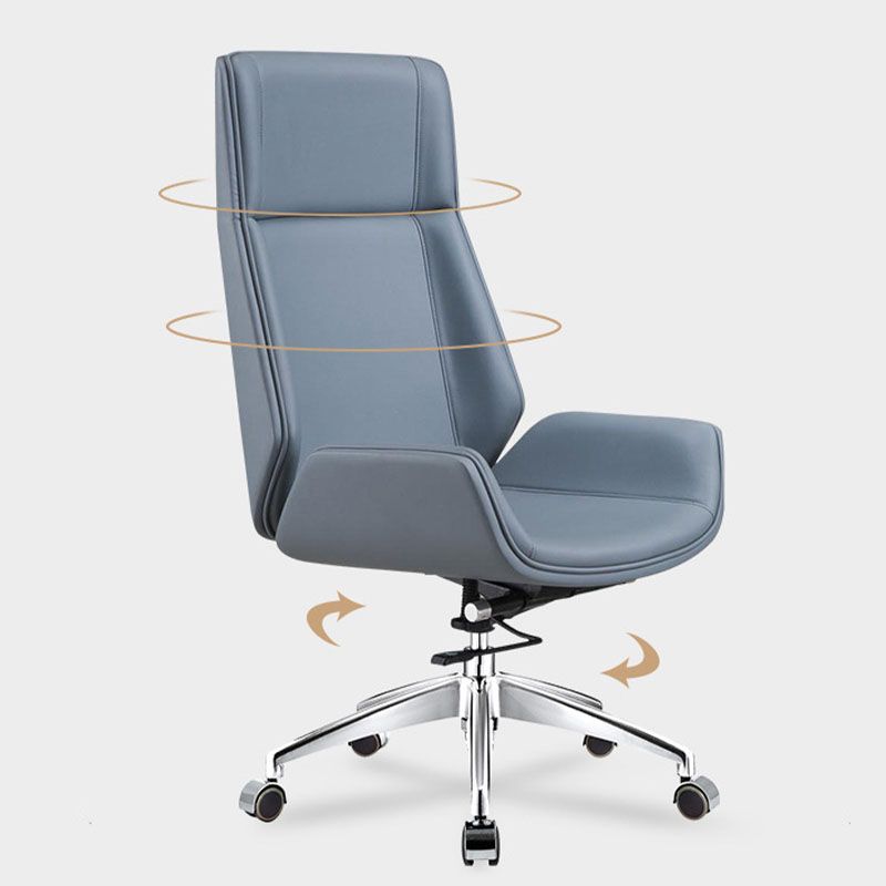 Fixed Arms Desk Chair High-back Ergonomic Leather Office Chair