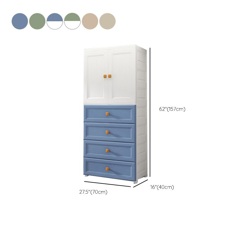 Plastic Freestanding Wardrobe Armoire Multifunctional Wardrobe with Lower Storage Drawers