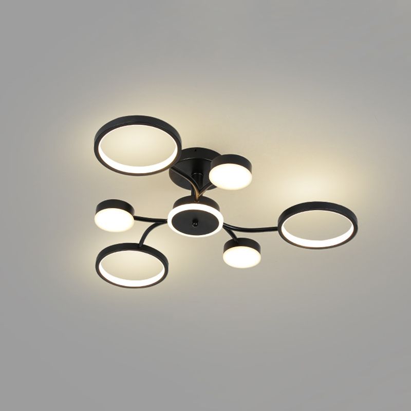 Modern Round Flush Ceiling Lights Metal Multiple-Light Ceiling Lighting