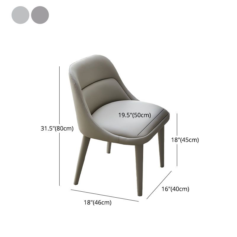 Contemporary Design Armless Solid Back Chair for Home Leather Dining Chairs