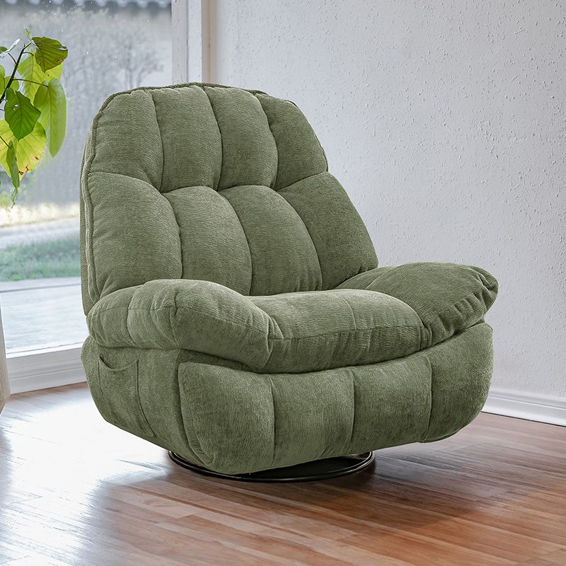 Contemporary Chenille Tufted Back Standard Recliner with Storage