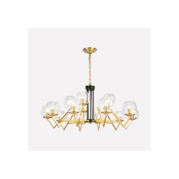 Candle Living Room Chandelier with Oval Shade Gold Modern Elegant Pendant Light in Gold Finish