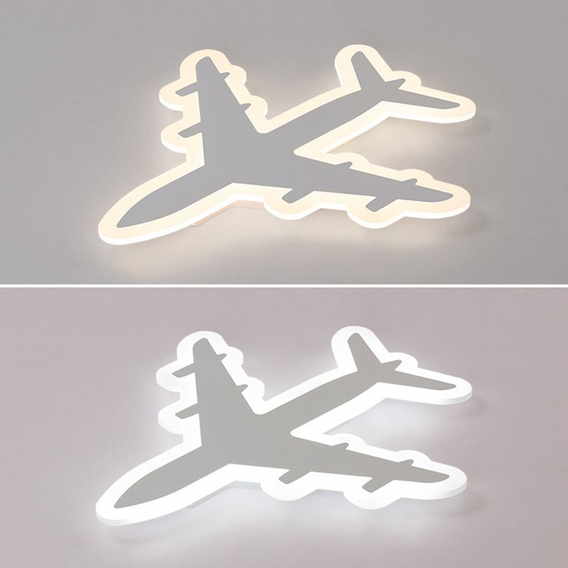 White Airplane Flush-Mount Light Fixture Minimalist LED Acrylic Ceiling Flush Mount Light