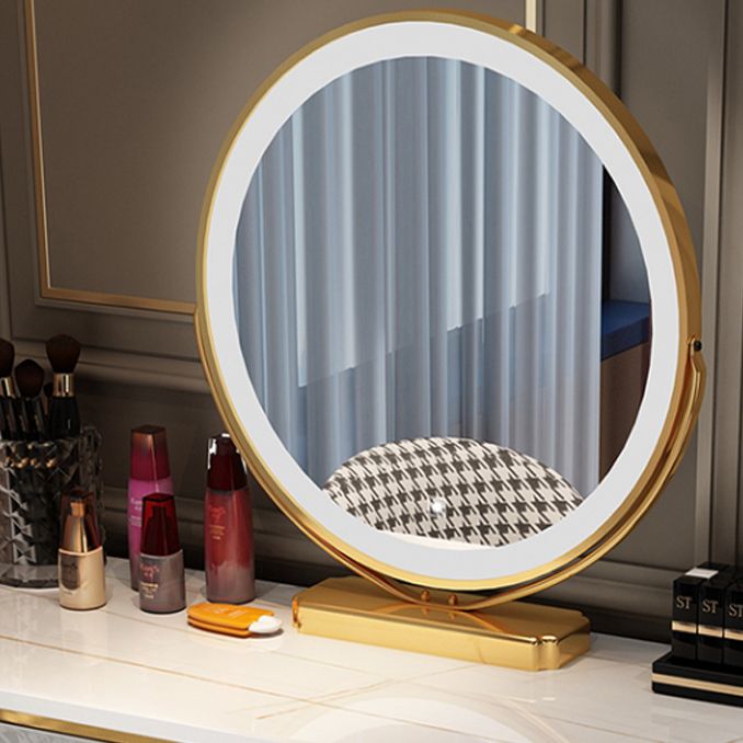 Bedroom Lighted Mirror With Drawer Wooden Glam Make-up Vanity