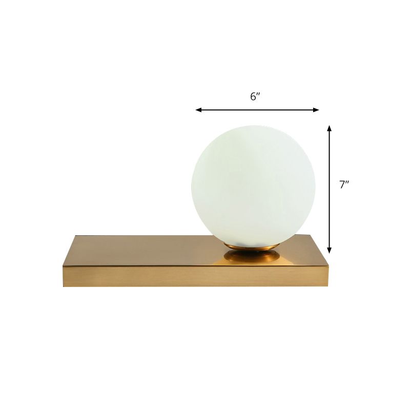 Opal Glass Global Table Lamp Modernism Stylish 1 Light Table Lighting with Rectangular Metal Base in Gold