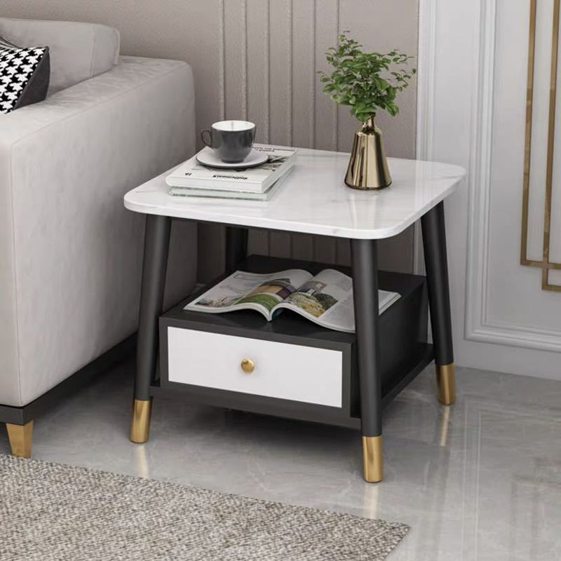 Open Storage Bed Nightstand Stone Bedside Cabinet for Bedroom