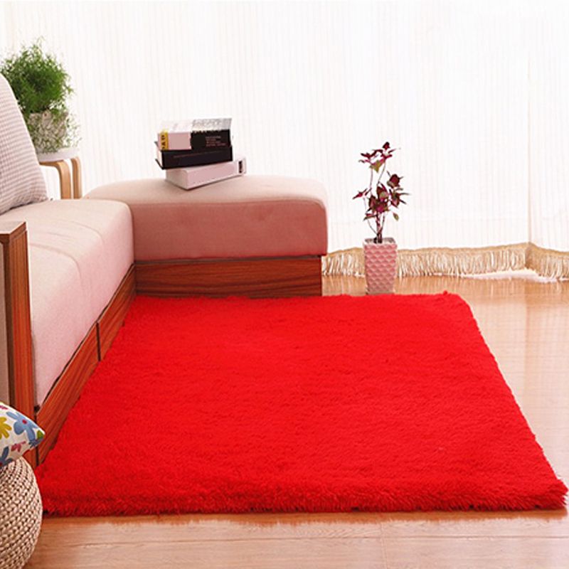 Puffy Multicolor Plain Rug Synthetics Minimalist Carpet Pet Friendly Anti-Slip Washable Rug for Living Room