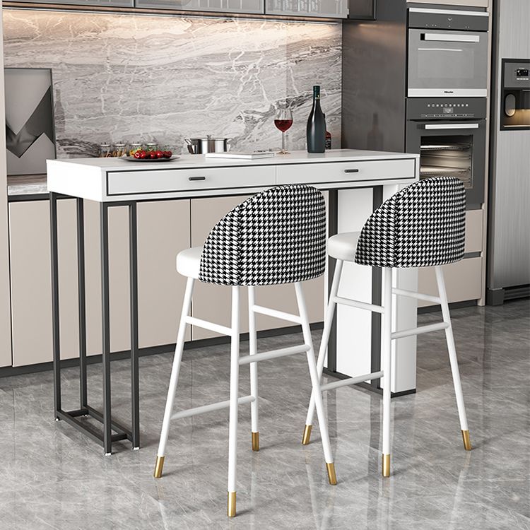 Kitchen Stone Top Counter Table Metal Base 42-inch Height Contemporary Bar Table