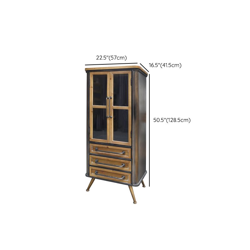 Traditional Solid Wood Display Cabinet in Brown for Dining Room