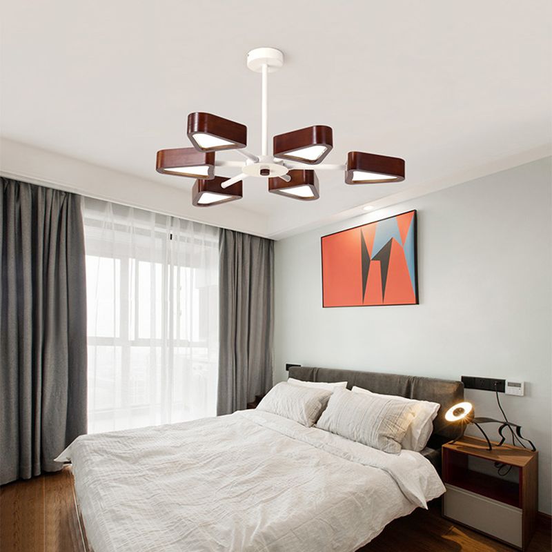 Wooden Sputnik Pendant Light in Modern Concise Style Wrought Iron Ceiling Light for Living Room