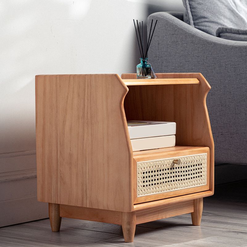 1 Drawer Night Table Modern Solid Wood Nightstand ,20.5" Tall