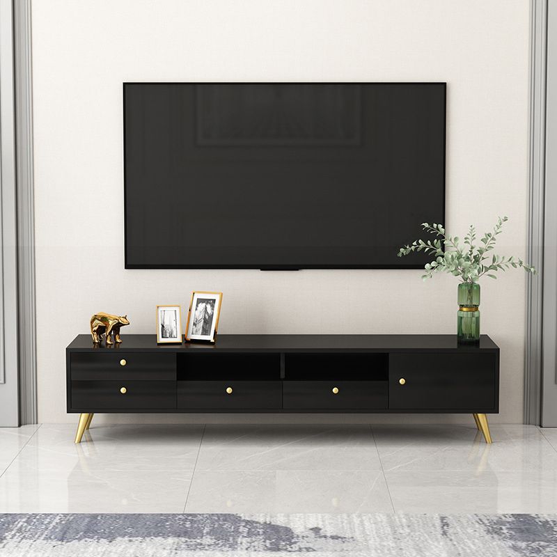 Faux Wood TV Stand Console Open Storage Media Console TV Stand with Drawers