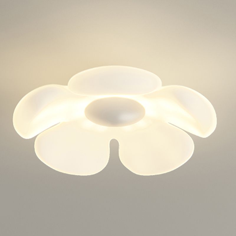 LED Modern Flush Mount Flower Shape Ceiling Light with Plastic Shade for Living Room