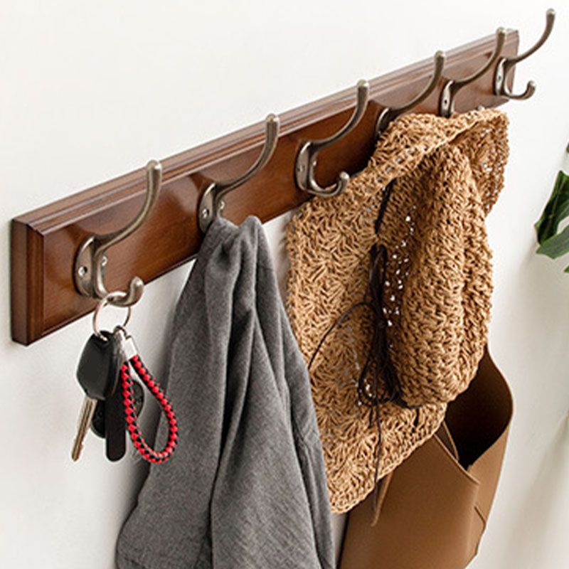 Brown Wooden Coat Hanger Modern Style Minimalist Home Wall Hanging Coat Rack