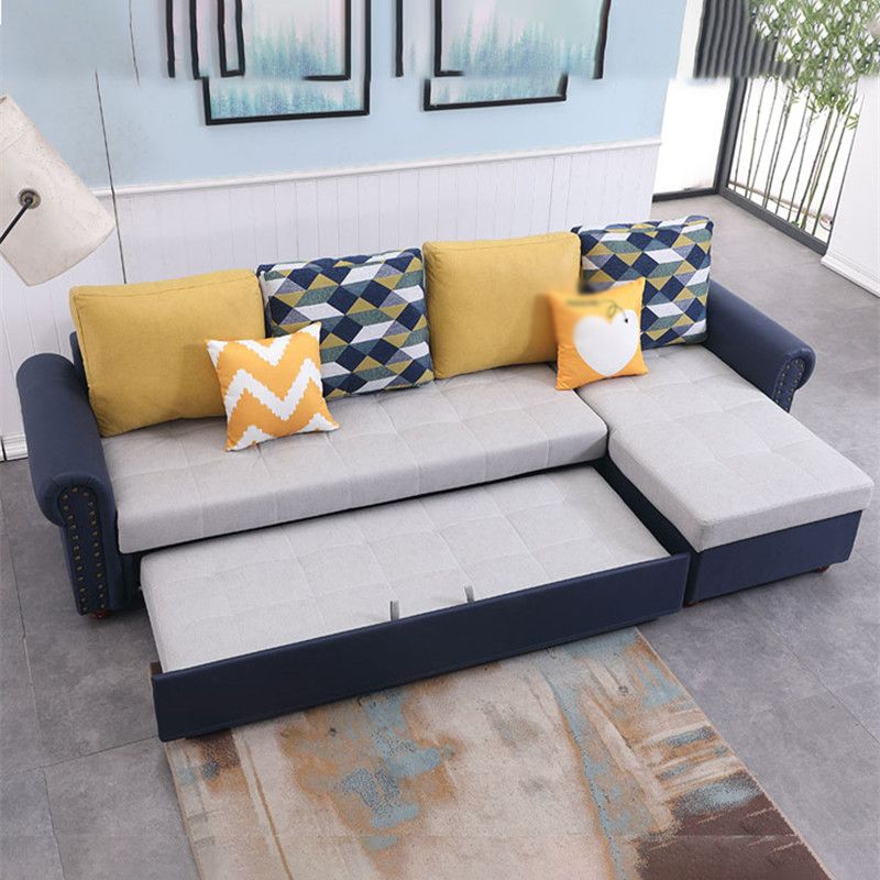 Rolled Arm Sectionals 116.14"L x 59.06"W x 38.58"H Cushion Back Sofa Bed with Storage