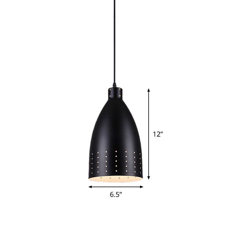 Schwarz geätzte Kuppel Anhänger Lampe Bauernhaus Aluminium 6,5 "/9"/12 "breit 1 leichter Esszimmer Down Lighting