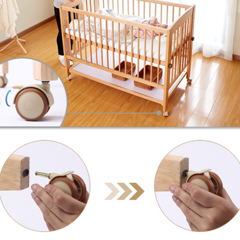 5-in-1 Folding Crib Solid Wood Baby Crib with Mattress and Casters