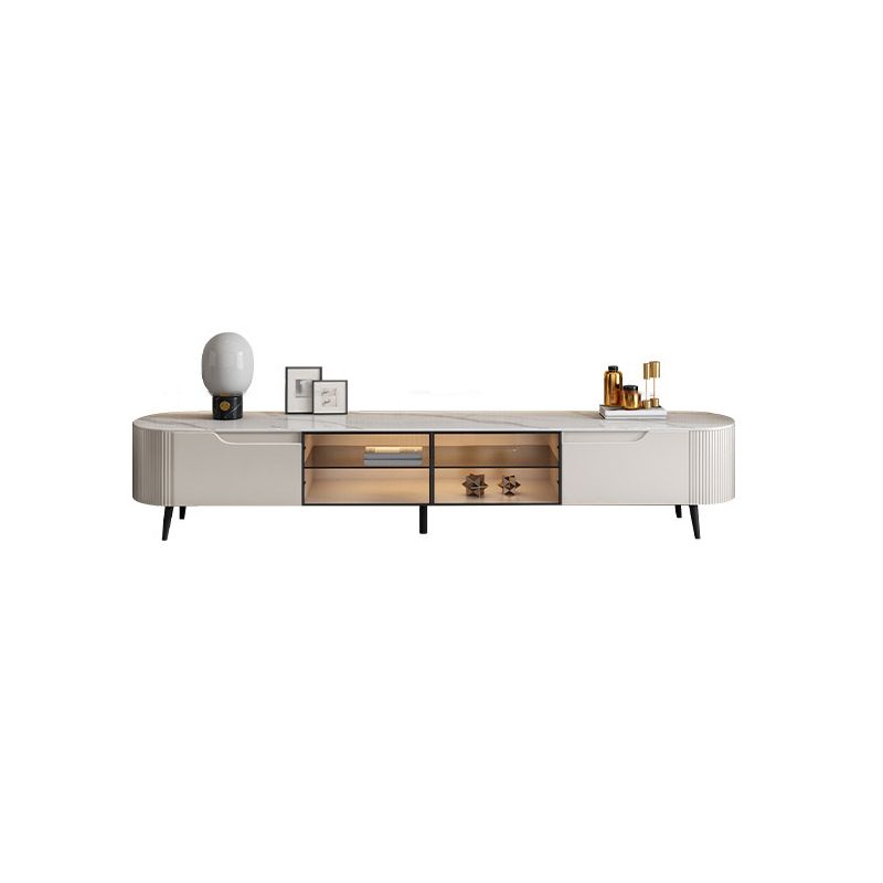 Contemporary Media Console Stone TV Media Stand with 2 Drawers