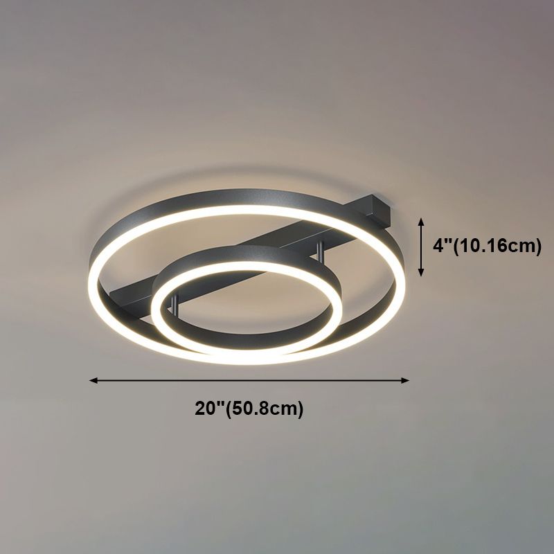 Black 2-Light Ceiling Fixture in Modern Minimalist Acrylic LED Flush Mount for Bedroom