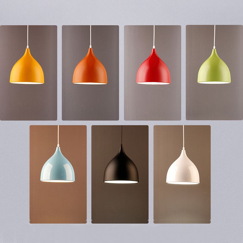 Droplet Restaurant Suspension Lamp Aluminum 1 Head Macaron Stylish Pendant Light