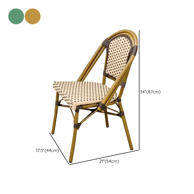 21" Wide Tropical Outdoor Chair Rattan Armles Dining Side Chair