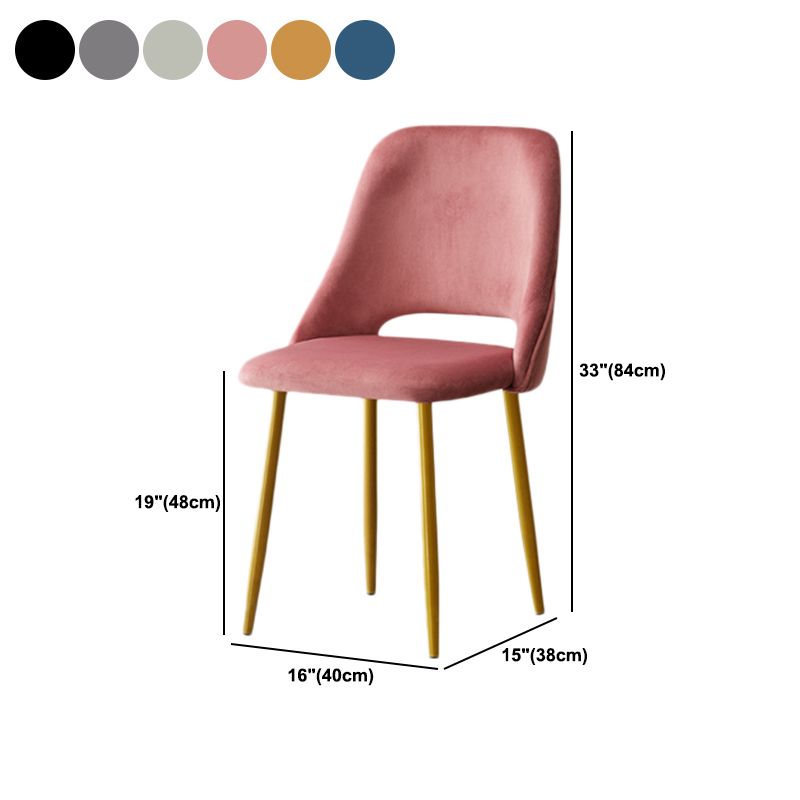 Open Back Dining Side Chair Velvet Upholstered Side Chair with Gold Legs