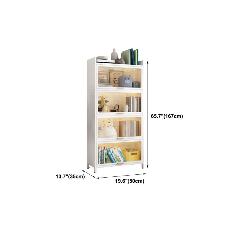 Glam Engineered Wood Bookcase White Standard Shelf with Door