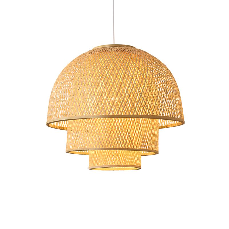 Éclairage de suspension tissé en bois simplicité 1-Light Bamboo Pendant Light pour le salon de thé