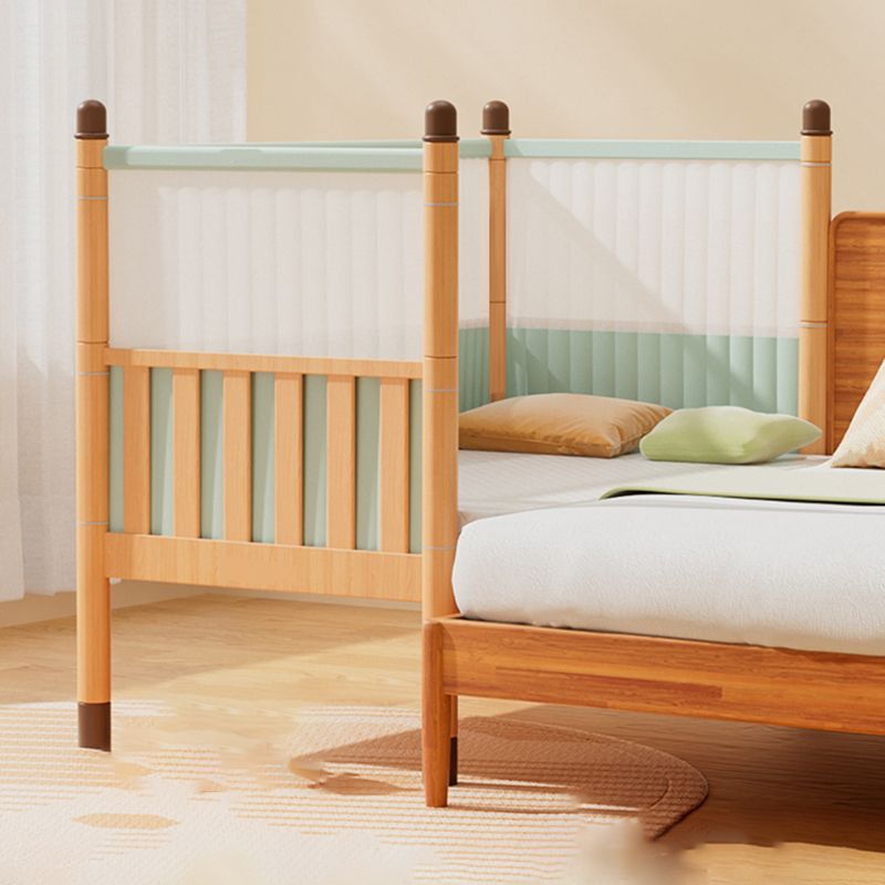 Scandinavian Brown Nursery Crib Wooden Nursery Bed with Guardrail