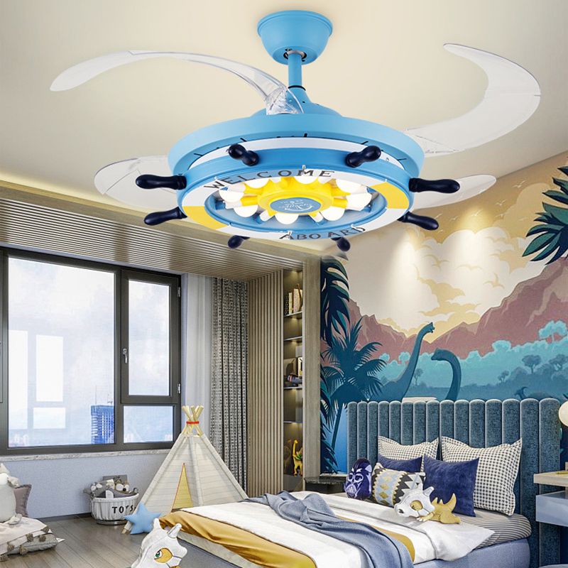 42 "Carton Cartoon Plafond Plafond Lampe à la lampe métallique Child Metallic LED Semi Flush Light