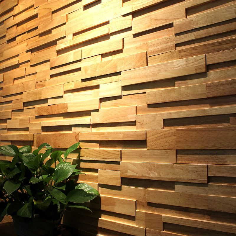 Mosaic Wood Wall Paneling Glue down Living Room Modern Style Wood Plank