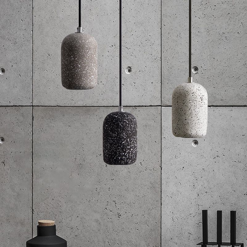 Capsule -vormige eetkamer hanger loft terrazzo zwart/grijs/wit led plafond hang lamp in warm/wit licht