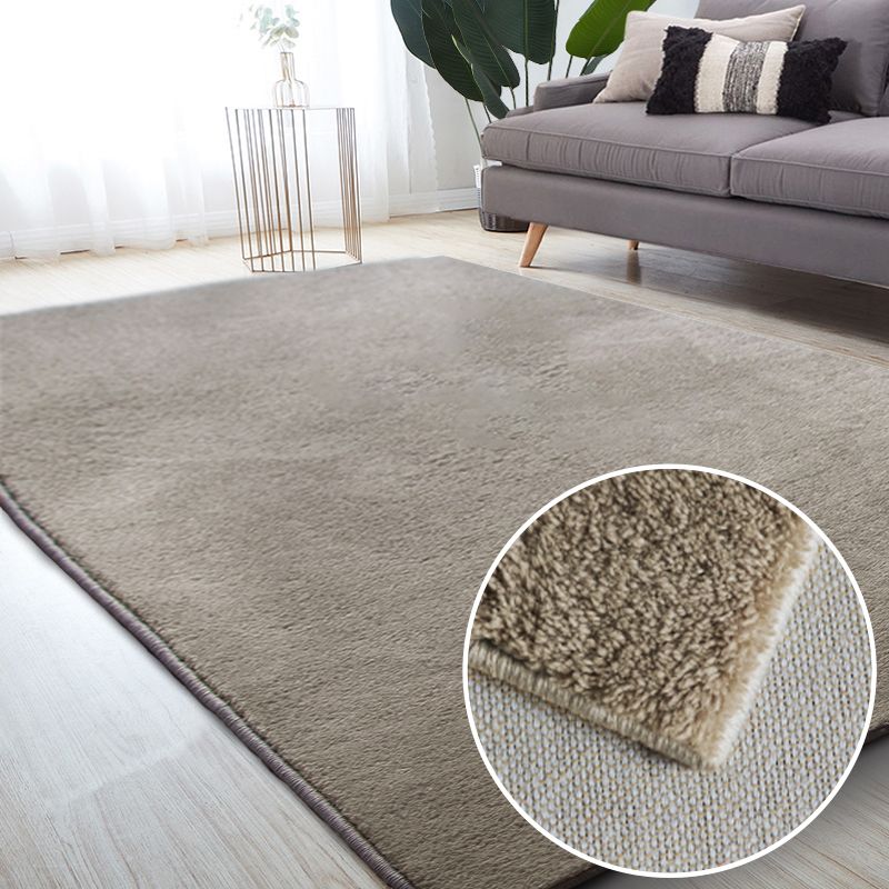 Grey Pure Color Area Rug Polyester Area Carpet Easy Care Washable Rug for Home Decor