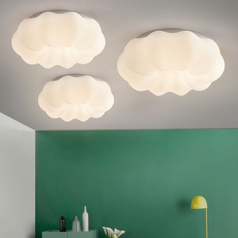 Resina Bianco Moderno Flush Luce Geometrica 1-Luce Soffitto Flush Mount per Soggiorno