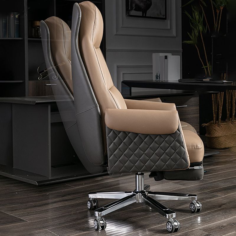 Modern Office Chair Armless Leather No Distressing Ergonomic Desk Chair with Wheels