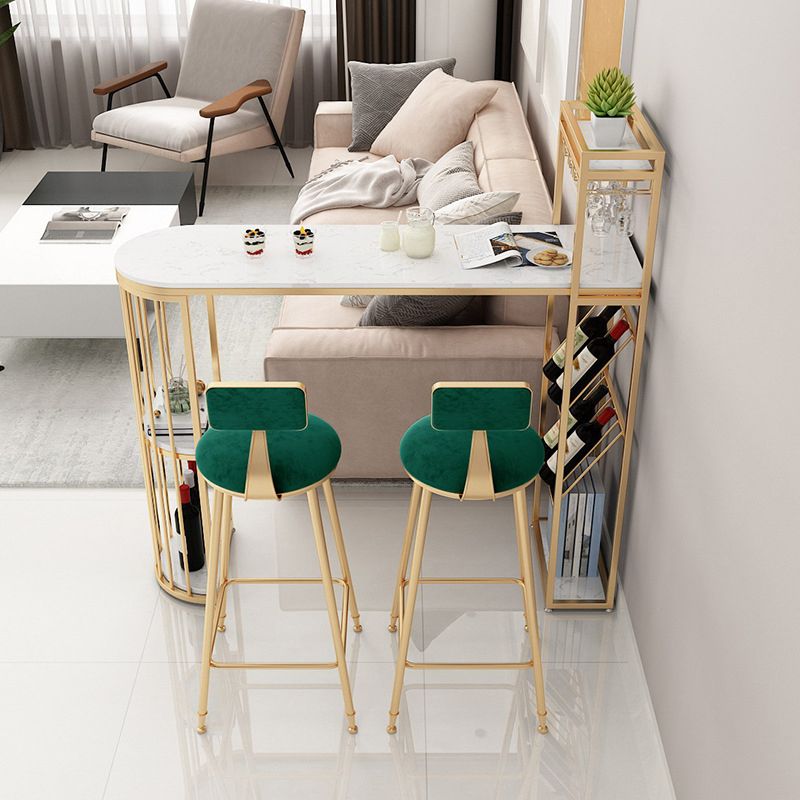 Nordic Bar Table Artificial Marble Pub Table with Shelf for Dining Room, Only Table