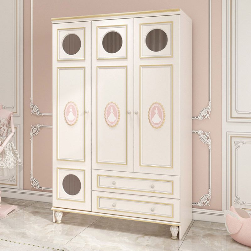 Modern Style Kids Closet White Colour Solid Wood Bedroom Youth Armoire