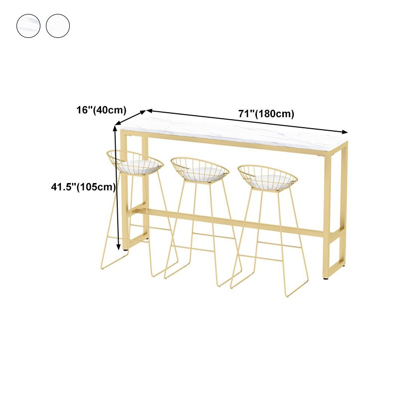 Rectangle Bar Dining Table Contemporary Bar Table with Gold Trestle Base