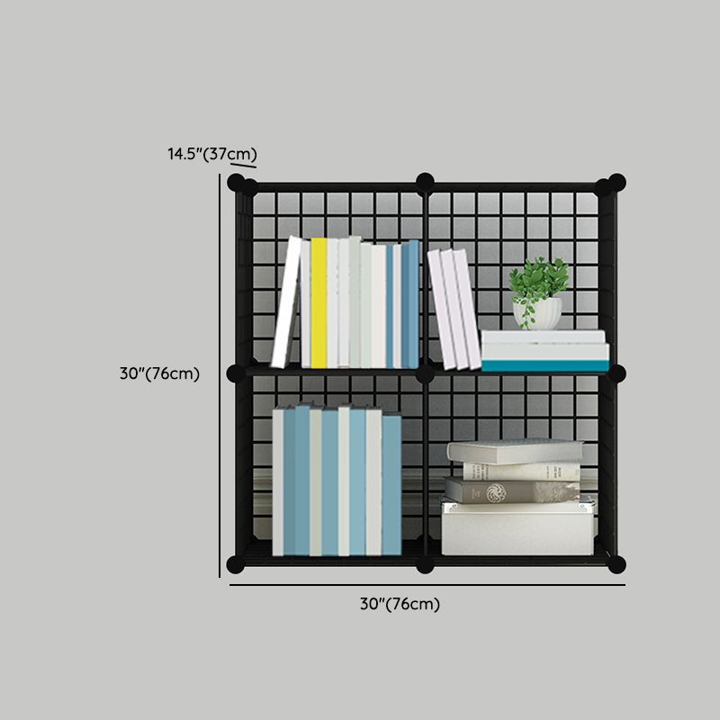 Industrial Closed Back Cubby Storage Bookcase Metal Bookshelf in Black