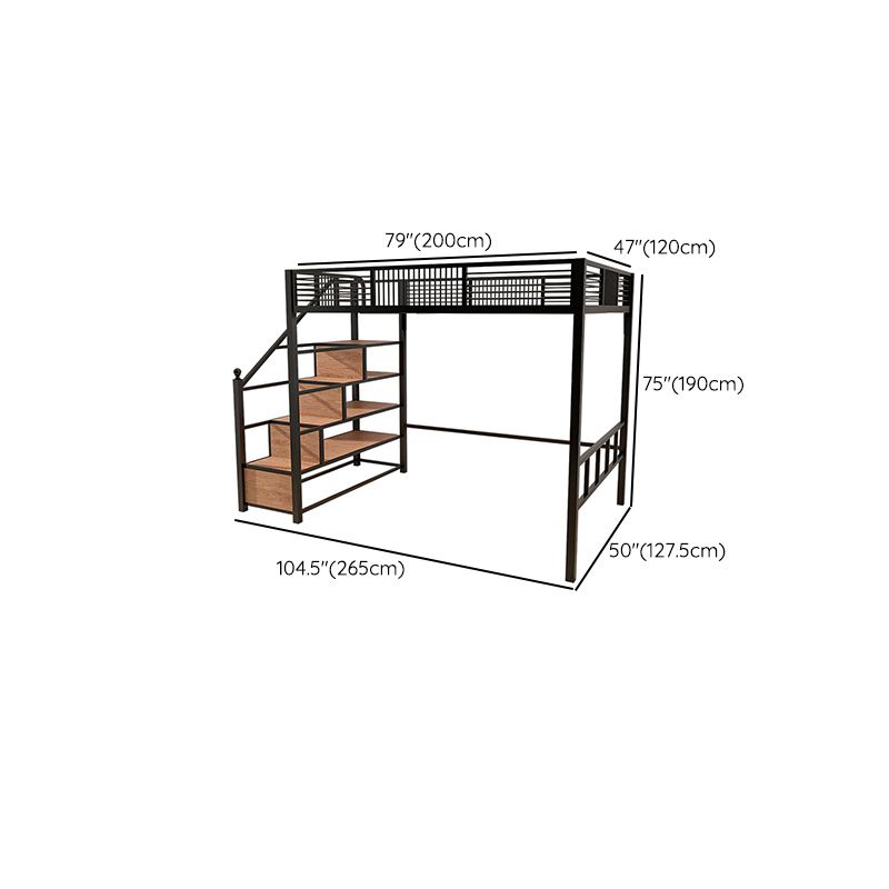 Gender Neutral Kids Bed No Theme Metal Loft Bed with Mattress