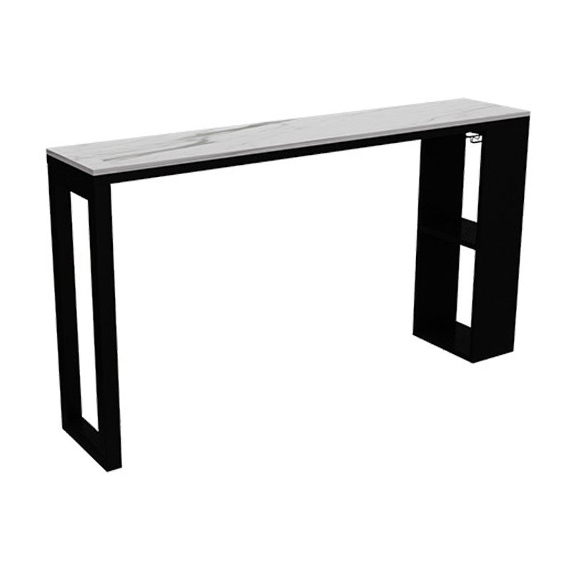 Modern Style Rectangle Bar Table Stone Sled Base Bistro Bar Desk with Storage