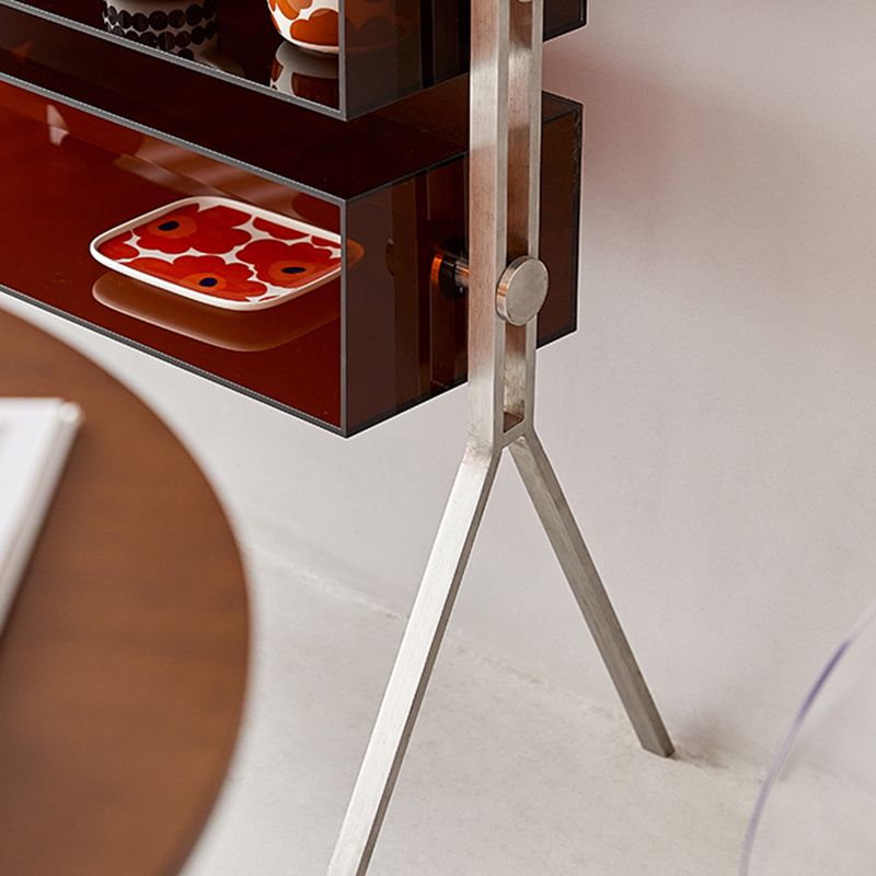 Modern Living Room Display Stand Acrylic Open Storage with Stainless Steel Legs