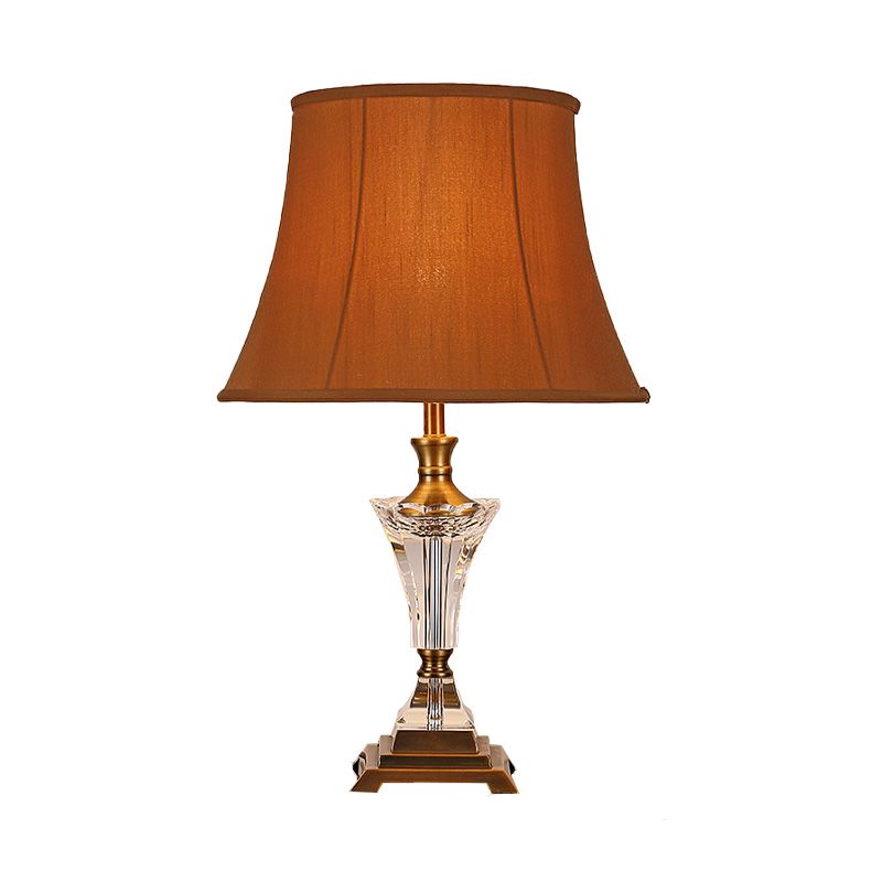 Fabric Wide Flare Task Lighting Modern 1 Head Night Table Lamp in Brown for Bedside