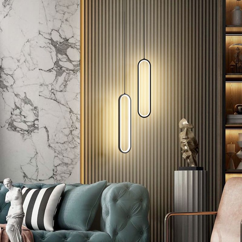 Linear Shape Hanging Lighting Modern Style Metal Multi Light Hanging Lamp for Bedside
