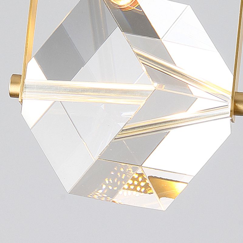 Postmodern Crystal Pendant Light Geometric Gold Hanging Pendant for Bedroom