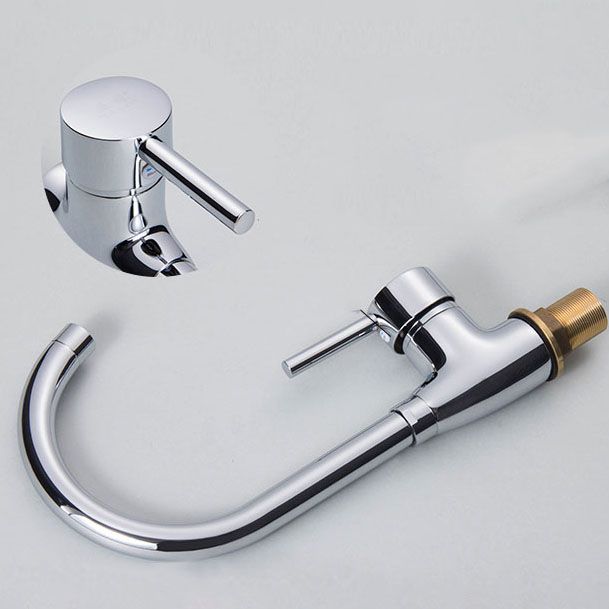 Contemporary Single Handle Kitchen Faucet One Lever Water Faucet in Chrome